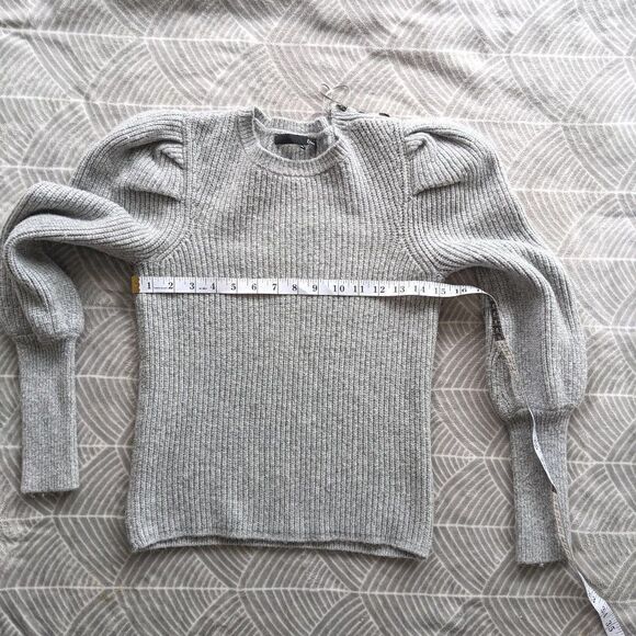 Etam cable knit sweater with puff sleeves grey XS @K - Picture 3 of 12